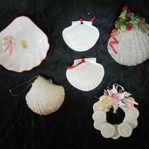 SET OF 6 SEASHORE DECORATIONS 5 ORNAMENTS 1 DISH